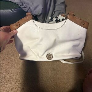 Elegant White and Brown Women's Bag